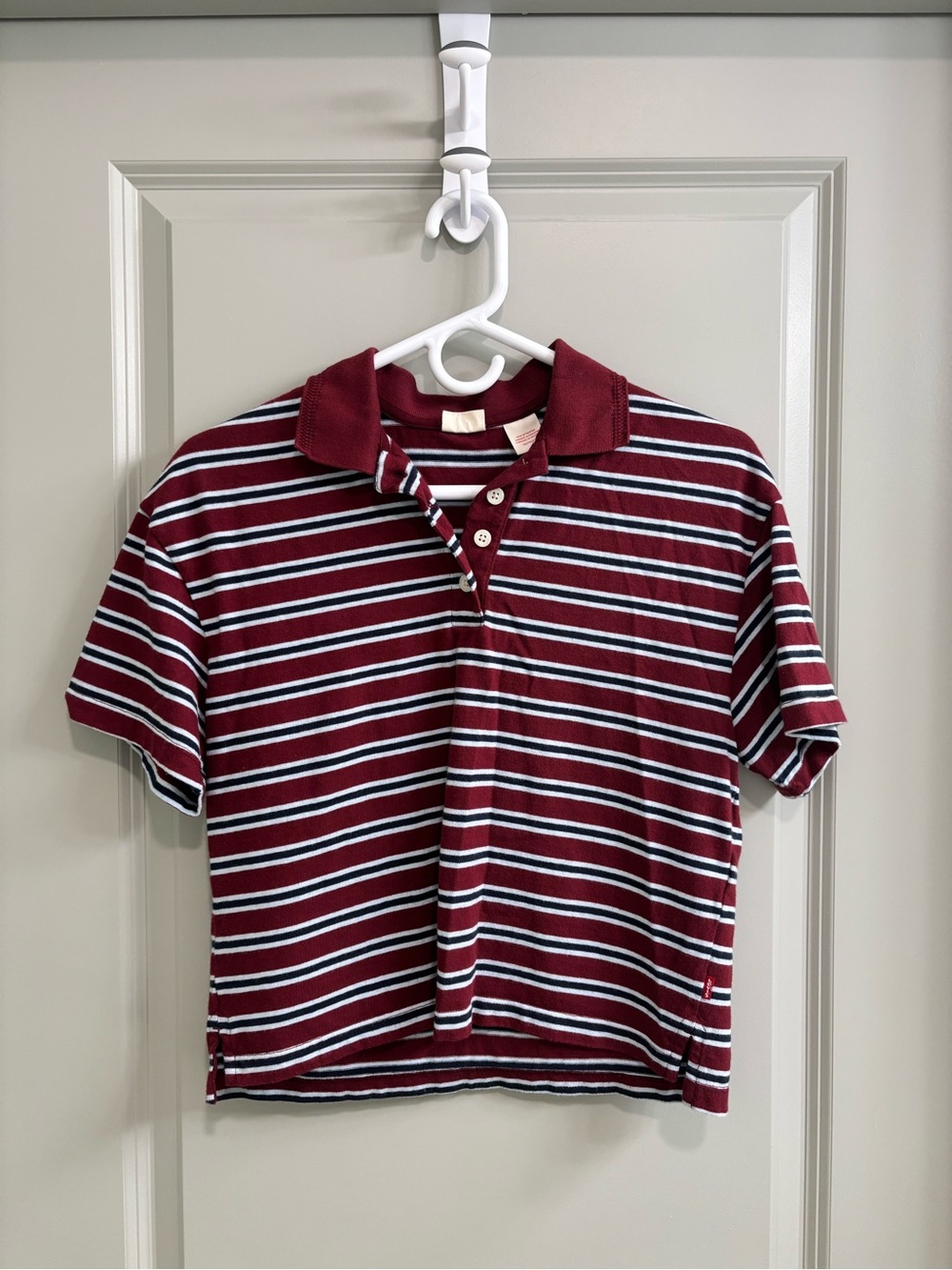 Levi's Burgundy, White & Black Striped Polo